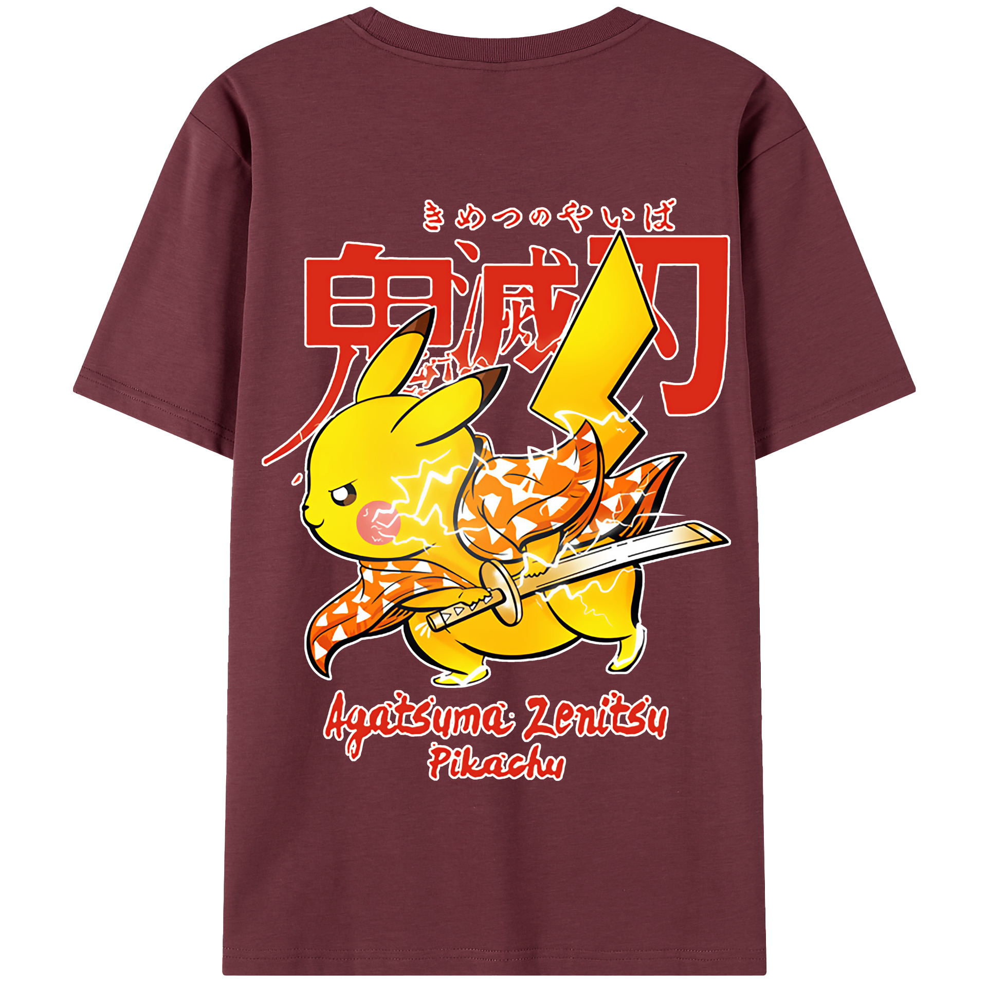 （画像用） 鬼滅の刃（きめつのやいば）我妻 善逸／あがつま ぜんいつ Agatsuma Zenitsu 綿100％半袖Tシャツ（背面プリント）